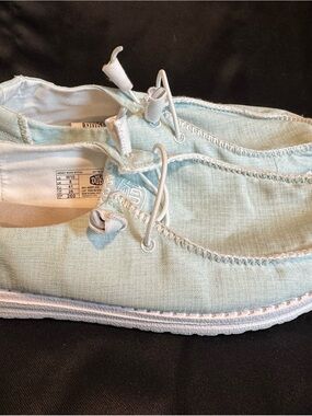 Ligh blue Hey Dude canvas shoes